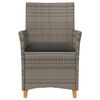vidaXL Tuinstoelen 2 st met kussens poly rattan en massief hout grijs