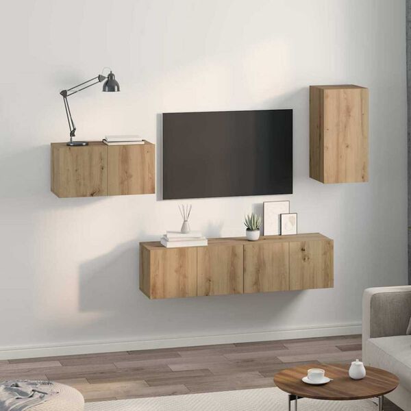 vidaXL Tv-meubelset 4 pcs artisanaal eikenkleurig 30.5 x 30 x 60 cm