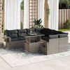 vidaXL 9-delige Loungeset met kussens poly rattan grijs