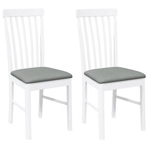 vidaXL Eetkamerstoelen met kussens 2 st massief hout rubber wit