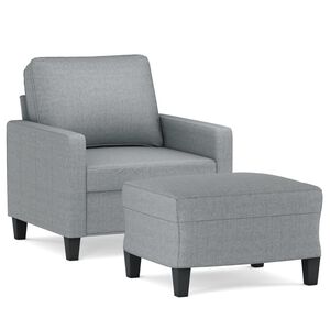 vidaXL Fauteuil met voetenbank 60 cm stof lichtgrijs
