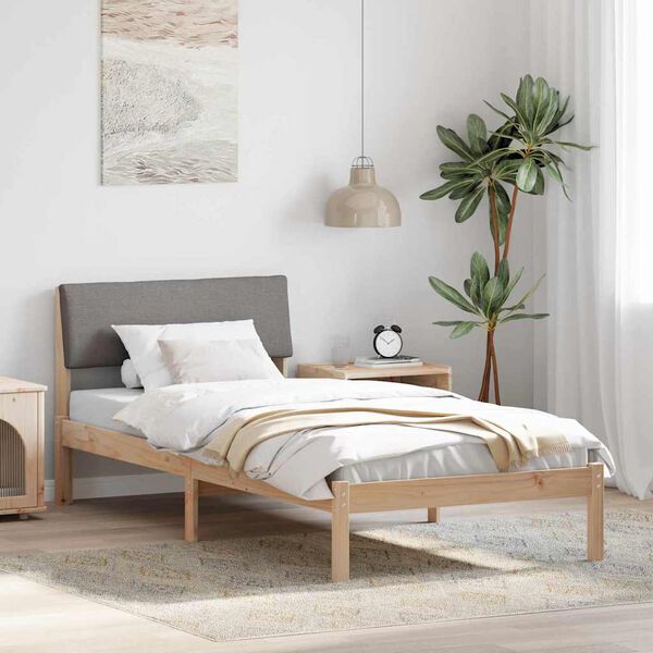 vidaXL Bedframe Bruin en taupe 100 x 200 cm Massief grenenhout