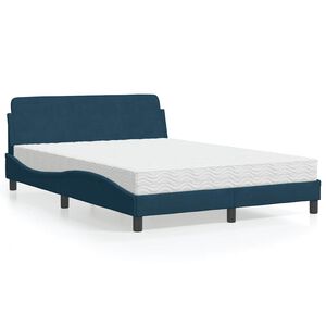 vidaXL Bed met matras "Dover" fluweel blauw 120x200 cm