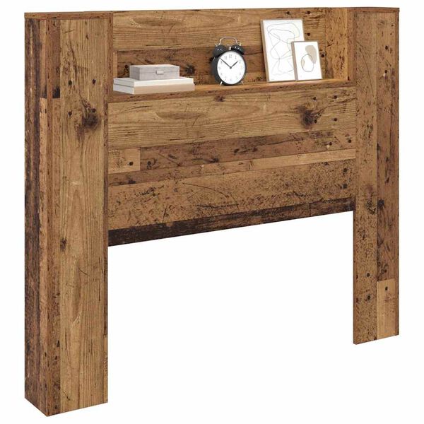 vidaXL Hoofdbord met plank Oudhout 120 x 15 x 103,5 cm Bewerkt hout