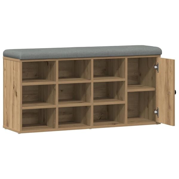 vidaXL Schoenenbank 102x32x50 cm bewerkt hout artisanaal eikenkleur