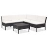 vidaXL 6-delige Loungeset met kussens poly rattan zwart