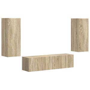 vidaXL Tv-meubelset Wandgemonteerd 2 pcs Sonoma Eiken Bewerkt hout
