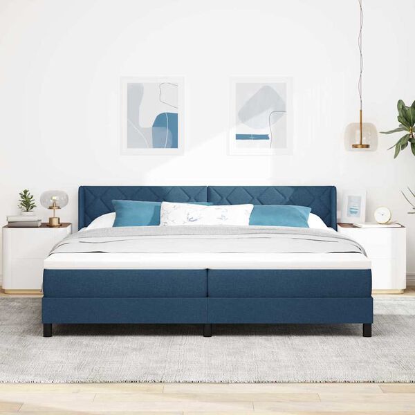 vidaXL Boxspringbed met matras met hoofdeinde Blauw 200 x 200 cm Stof