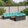vidaXL 11-delige Loungeset met kussens poly rattan zwart