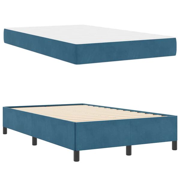 vidaXL Bedframe met matras Donkerblauw 120 x 190 cm Stof