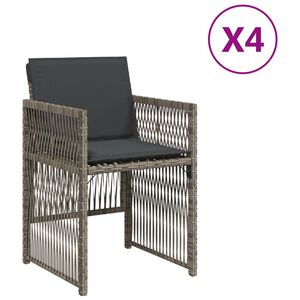 vidaXL Tuinstoelen 4 st met kussens poly rattan grijs