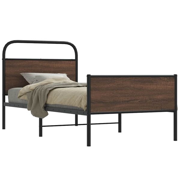 vidaXL Bedframe zonder matras bewerkt hout bruin eikenkleur 107x203 cm