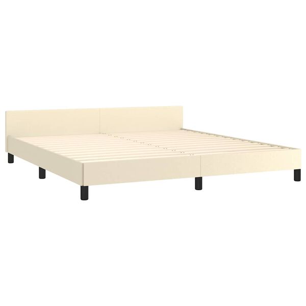 vidaXL Bedframe met hoofdeinde zonder matras 180x200 cm cr&egrave;mekleurig