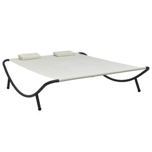 vidaXL Loungebed stof cr&egrave;me