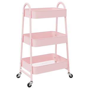 vidaXL Opbergtrolley 3-laags roze 42x41,5x77 cm staal
