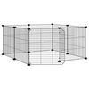 vidaXL Huisdierkooi met 8 panelen en deur, zwart 70x70x35 cm staal