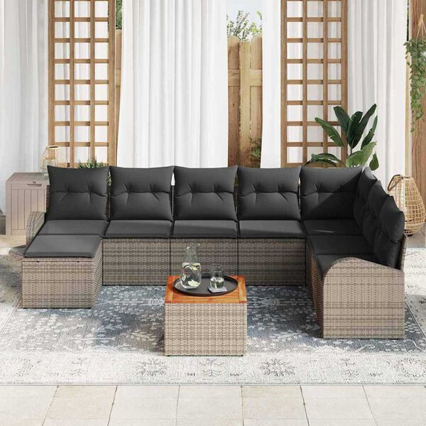 vidaXL Tuin Sofa Set 9 pcs Grijs