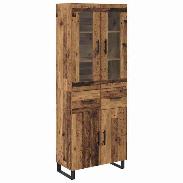 vidaXL Hoge kast met lade 2 pcs Oud Hout Bewerkt hout