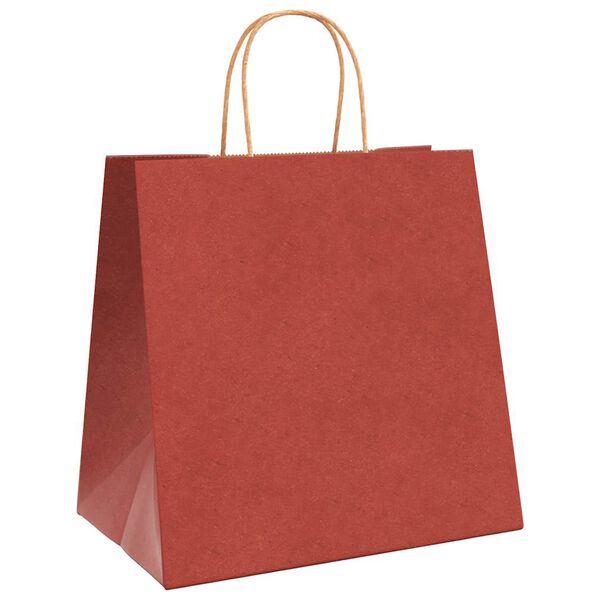 vidaXL Papieren zakken 250 st met hengsels 26x17x25 cm rood