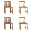 vidaXL Tuinstoelen 4 st met kussens massief teakhout