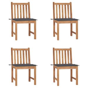 vidaXL Tuinstoelen 4 st met kussens massief teakhout