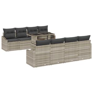 vidaXL Tuin Sofa Set met kussen 7 pcs Lichtgrijs poly rattan