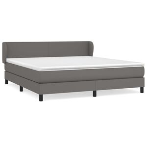 vidaXL Boxspring met matras kunstleer grijs 180x200 cm
