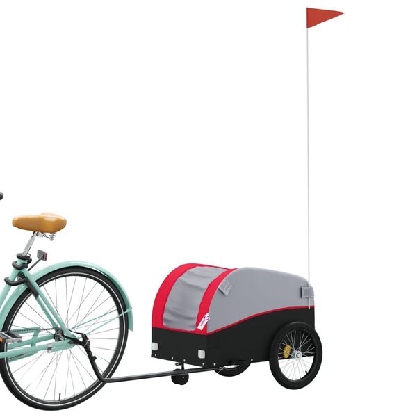 vidaXL Fietstrailer 30 kg ijzer zwart en rood