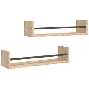 vidaXL Wandschappen met stangen 2 st 60x16x14 cm sonoma eikenkleurig