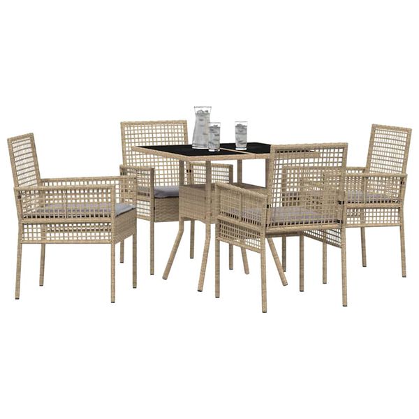 vidaXL Tuin eettafelset 5 pcs Beige poly rattan