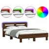 vidaXL Bedframe met hoofdeinde en LED bruin eikenkleur 120x200 cm