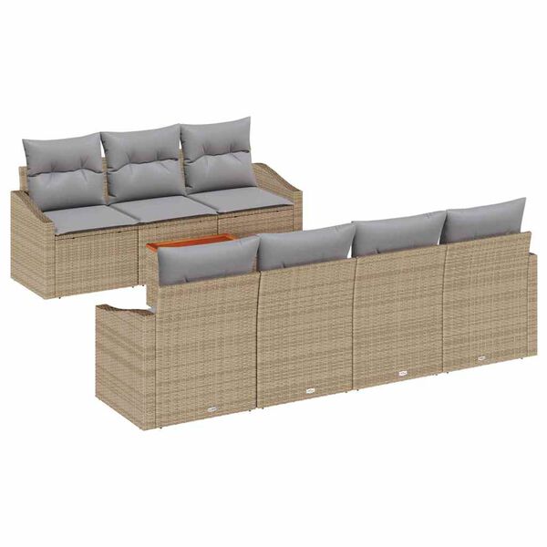 vidaXL Tuinbankenset met opslag 8 pcs Beige en Licht Grijs poly rattan