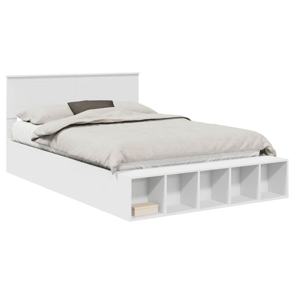 vidaXL Bedframe met plank met hoofdeinde Wit 150 x 200 cm Bewerkt hout