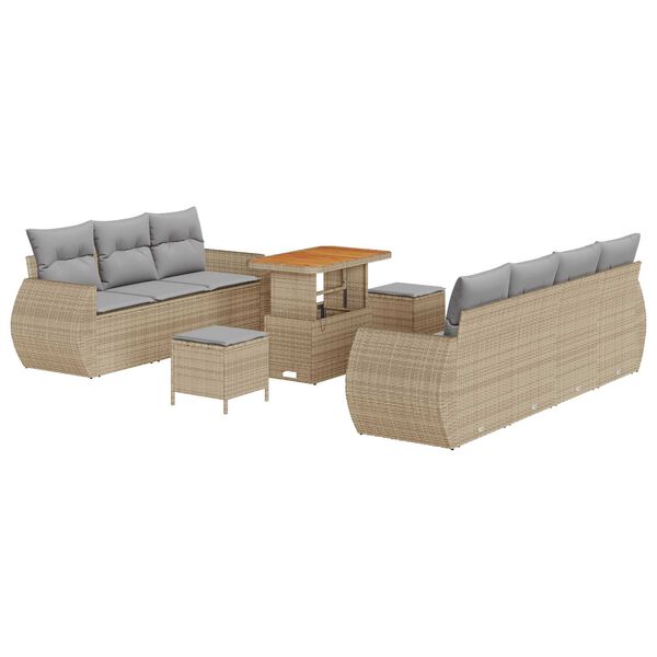vidaXL Tuin Sofa Set 10 pcs Beige en Licht Grijs poly rattan