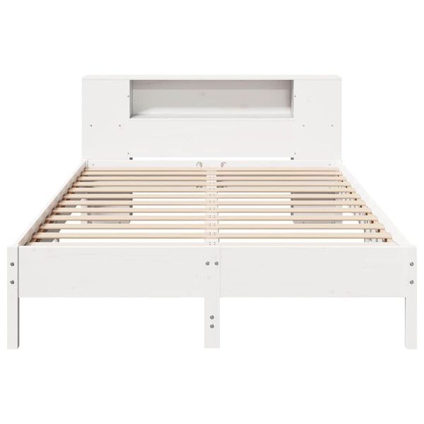 vidaXL Bed met boekenkast zonder matras grenenhout wit 135x190 cm