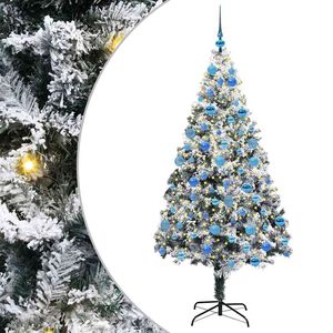 vidaXL Kunstkerstboom met 300 LED Wit 180 cm PVC en Staal en Kunststof