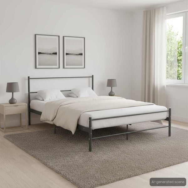 vidaXL Bedframe metaal grijs 160x200 cm