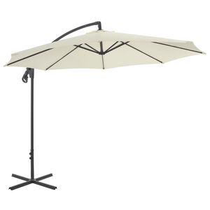 vidaXL Zweefparasol met stalen paal 300 cm zandkleurig