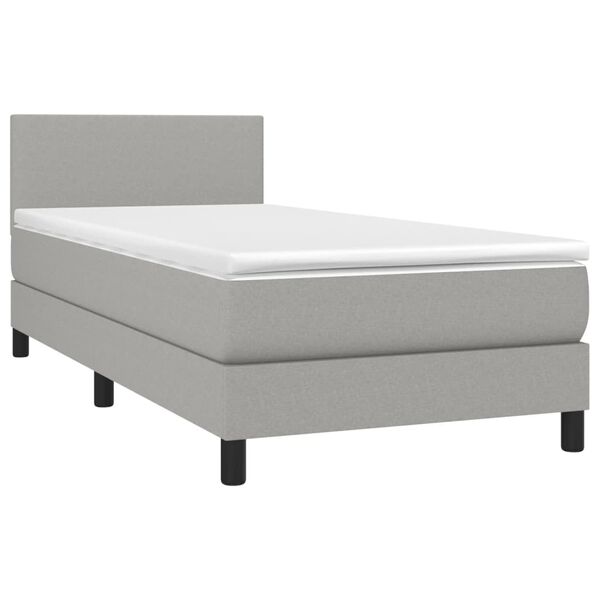vidaXL Boxspring met matras stof lichtgrijs 80x200 cm