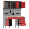 vidaXL Werk kast met lade met slot 8 pcs Rood Engineered hout en staal
