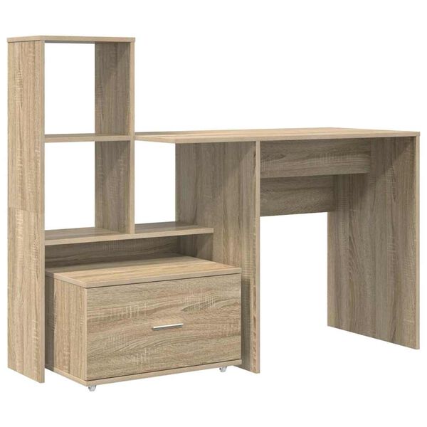 vidaXL Bureau met lade Sonoma Eiken 131,5 x 50 x 106,5 cm Bewerkt hout