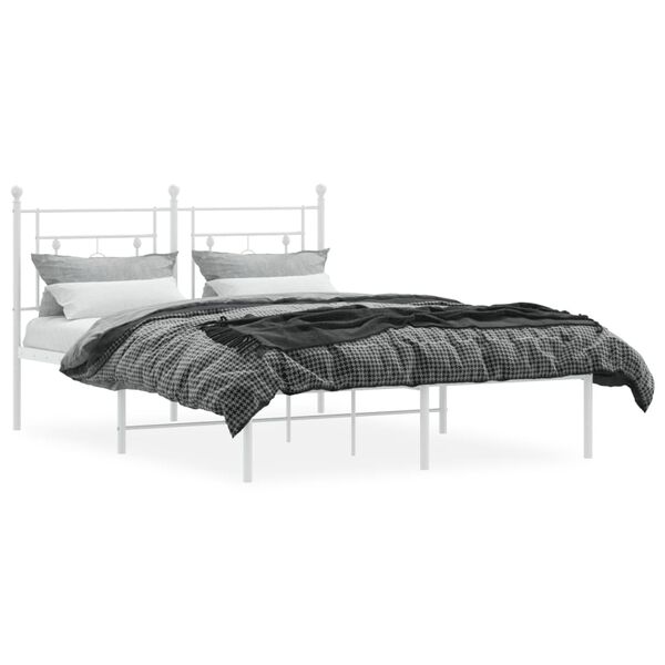 vidaXL Bedframe met hoofdbord metaal wit 140x200 cm