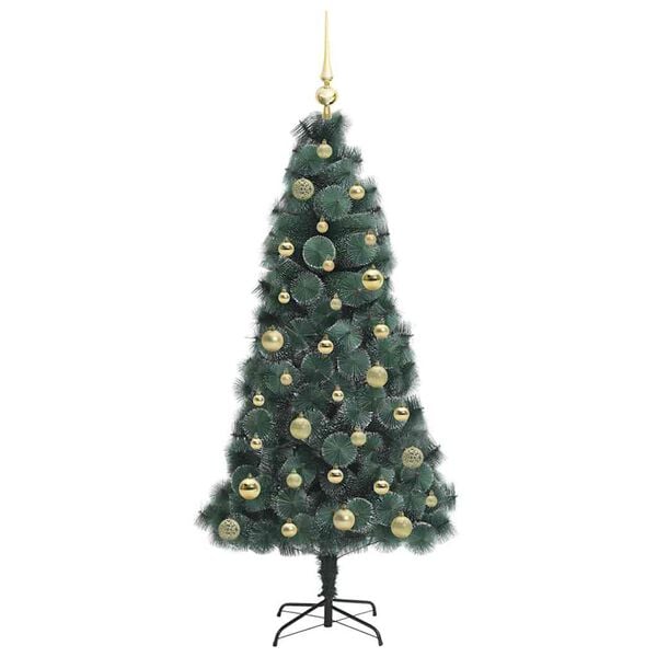 vidaXL Kunstkerstboom met verlichting en balset Groen 150 cm PET