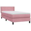 vidaXL Boxspring met matras fluweel roze 90x220 cm