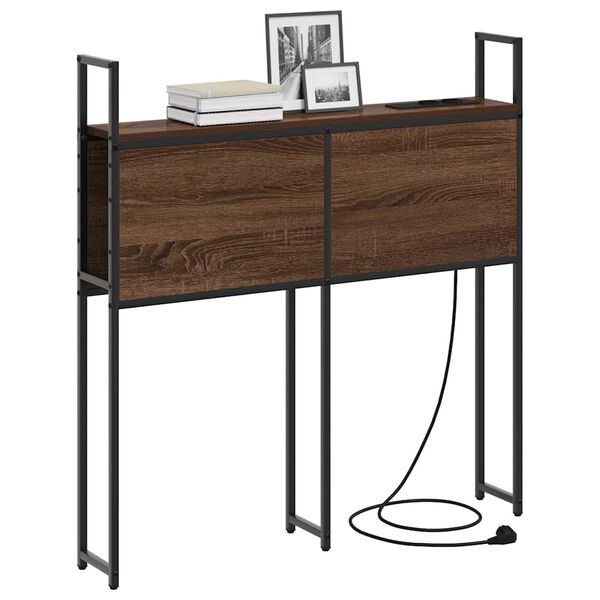 vidaXL Opberghoofdbord met Oplaadstation bruin eikenkleur 75 cm