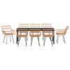 vidaXL Tuin eettafelset 9 pcs Bruin Gepoedercoat staal