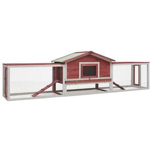 vidaXL Konijnenhok 310x70x87 cm massief grenen- en vurenhout rood