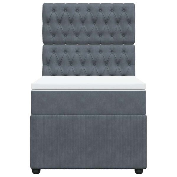 vidaXL Boxspring met matras fluweel donkergrijs 80x200 cm