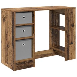 vidaXL Bureau met lade met plank Oudhout 100 x 40 x 75 cm Bewerkt hout