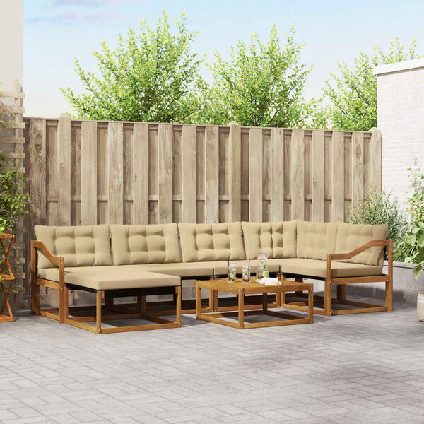 vidaXL Buiten bankenset 19 pcs Natuurlijk en Beige Massief Acaciahout